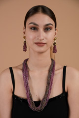 Pink and Purple Beads Necklace_DTR3246