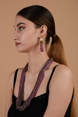 Pink and Purple Beads Necklace_DTR3247