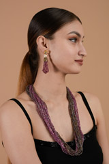 Pink and Purple Beads Necklace_DTR3248
