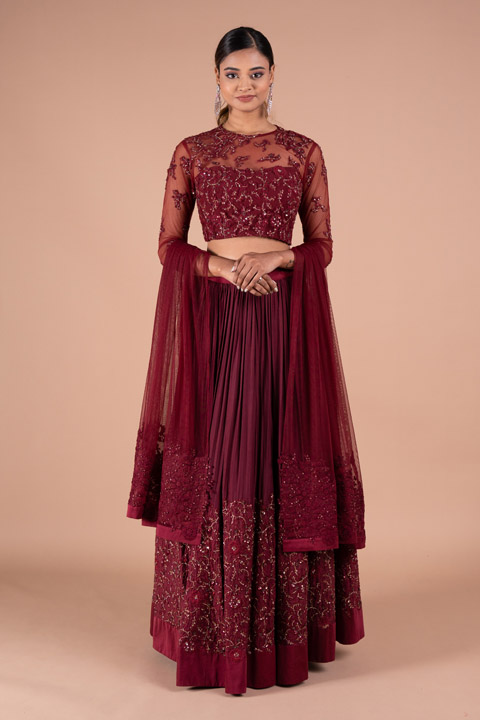 Wine Red Lehenga Set