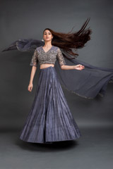 Grey Embellished Lehenga Set
