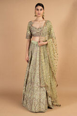 Green Embroidered Lehenga Set