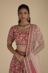 Red Raw Silk Lehenga_SUB8385