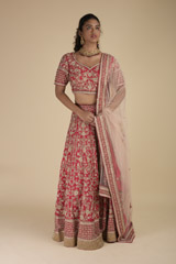 Red Raw Silk Lehenga