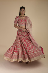 Red Raw Silk Lehenga_SUB8393