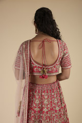 Red Raw Silk Lehenga_SUB8394