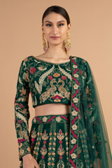 Green Raw Silk LehengaDSC01539