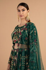Green Raw Silk LehengaDSC01541