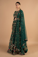 Green Raw Silk LehengaDSC01542