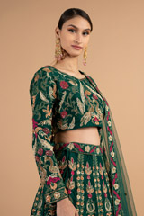 Green Raw Silk LehengaDSC01545