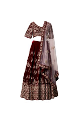 Deep Maroon Velvet Lehenga1