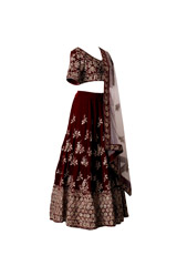 Deep Maroon Velvet Lehenga2