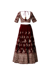 Deep Maroon Velvet Lehenga4