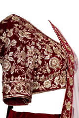 Deep Maroon Velvet Lehenga5