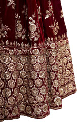 Deep Maroon Velvet Lehenga7