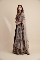 Deep Maroon Velvet Lehenga_DSC6396