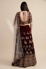 Deep Maroon Velvet Lehenga_DSC6401
