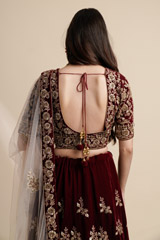 Deep Maroon Velvet Lehenga_DSC6402