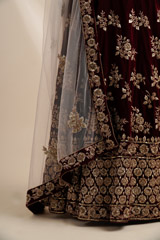 Deep Maroon Velvet Lehenga_DSC6403
