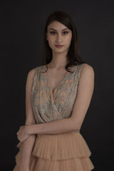 Beige Ruffle Gown_DTR0054