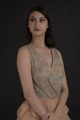 Beige Ruffle Gown_DTR0056