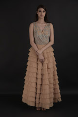 Beige Ruffle Gown_DTR0058