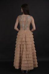 Beige Ruffle Gown_DTR0061