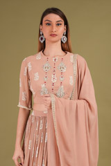 Beige Printed Ruffle LehengaDSC00680