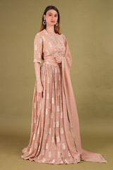Beige Printed Ruffle LehengaDSC00684