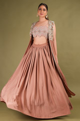 Beige Cape Bustier And Skirt Set