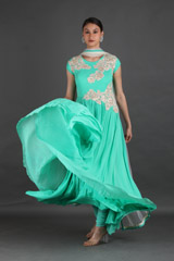 Mint Green Embroidered Anarkali Set