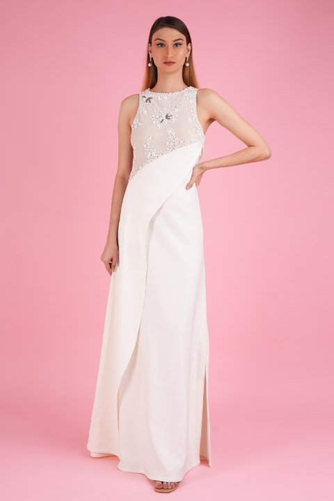 Ivory Draped Gown