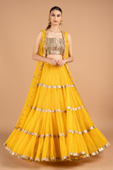 Yellow Lehenga With Kundan Blouse