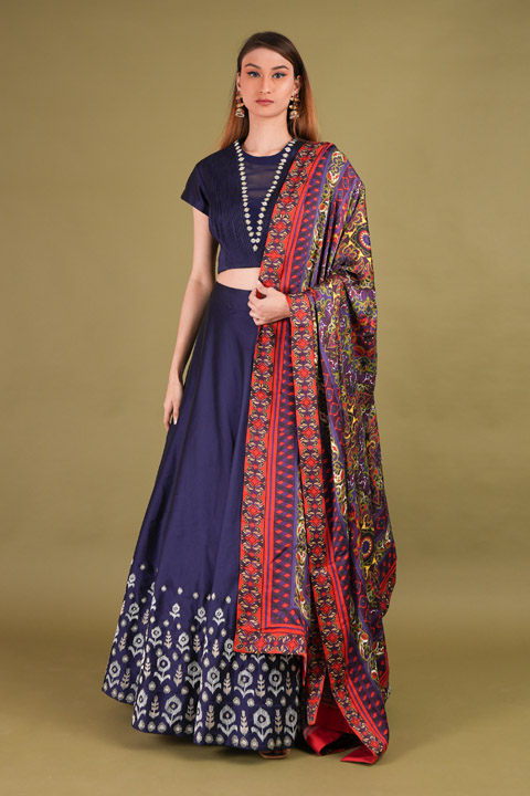 Blue Embellished Lehenga