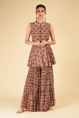 Marsala Leaf Printed Sharara SetDSC07228