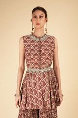 Marsala Leaf Printed Sharara SetDSC07229