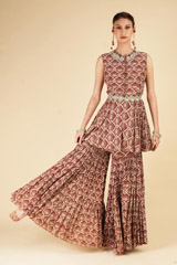 Marsala Leaf Printed Sharara SetDSC07236