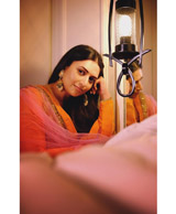 Orange  and Pink Georgette Anarkali Set1