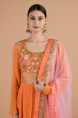Orange  and Pink Georgette Anarkali Set_DTR4430