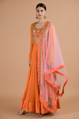 Orange  and Pink Georgette Anarkali Set_DTR4432