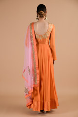 Orange  and Pink Georgette Anarkali Set_DTR4438