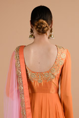 Orange  and Pink Georgette Anarkali Set_DTR4439