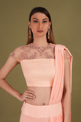Peach Drape Me Over LehengaDSC00577