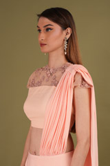 Peach Drape Me Over LehengaDSC00578