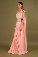 Peach Drape Me Over LehengaDSC00579