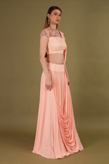 Peach Drape Me Over LehengaDSC00580