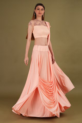 Peach Drape Me Over LehengaDSC00581
