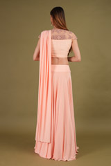 Peach Drape Me Over LehengaDSC00583