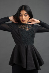 Black Full Sleeve Peplum TopIMG_1874