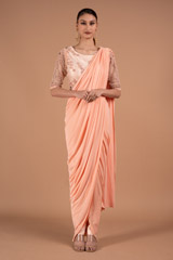 Pink Floral Mist Saree Gown